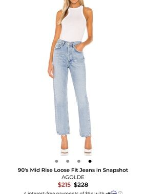 Agolde 90's High Rise Loose Fit Jeans in Light Blue- snapshot